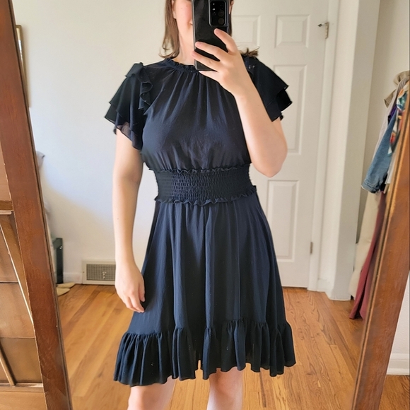 ICONS Objects of Devotion Dress Ruffle Smock Black Small - Picture 3 of 13